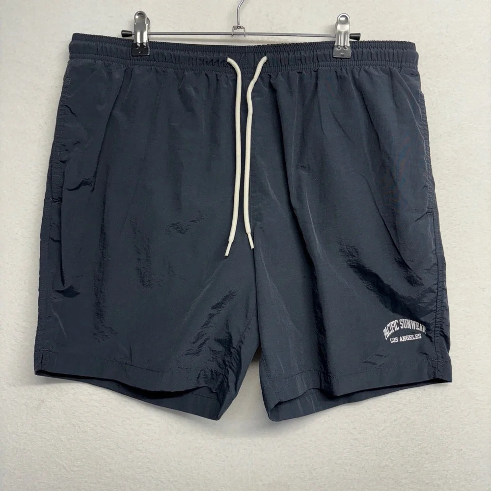 Pacsun Pacific Sunwear Los Angeles‎ Swim Trunk  L Black Simple Minimalist Mesh
